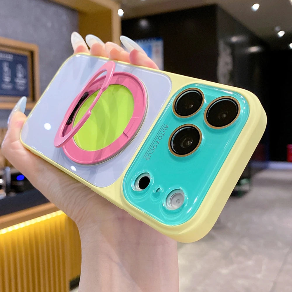 バイカラー リングスタンド付き Magnet内蔵 iPhoneケース｜韓国っぽ・ビビッドカラー #261248