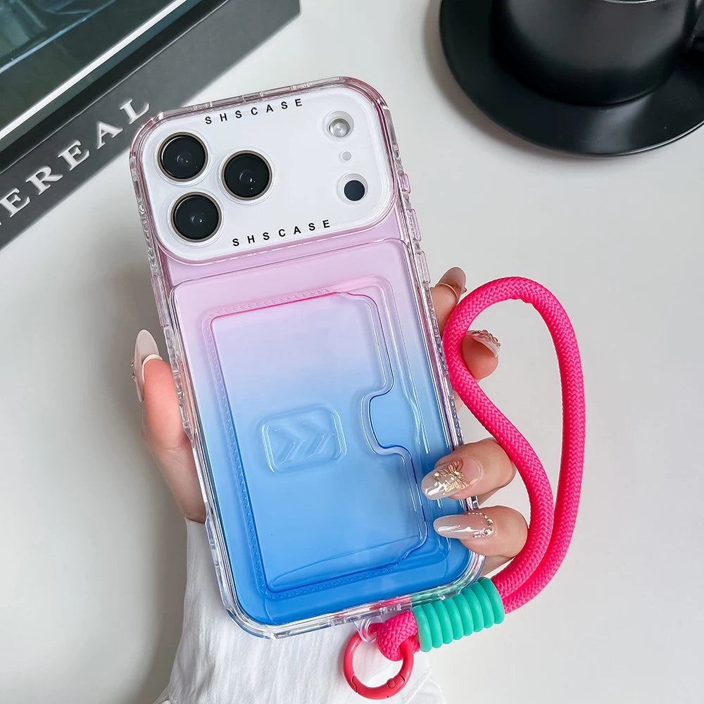 【グラデーションシリーズ】キラキラ透明感 グラデーションカラー カード収納付き スマホケース｜iPhone対応 #251022