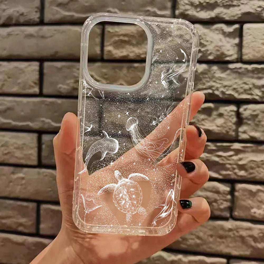 海の生き物 クリア 透け感デザイン iPhoneケース｜シンプル・ナチュラル #260091