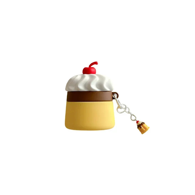 【Air Podsケース】プリンモチーフ チャーム付き｜レトロ・スイーツ・韓国風 #261056
