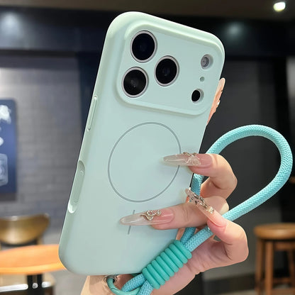 【Magnet内蔵】パステルカラー シンプル ロープストラップ付き マット スマホケース｜iPhone対応 #240708