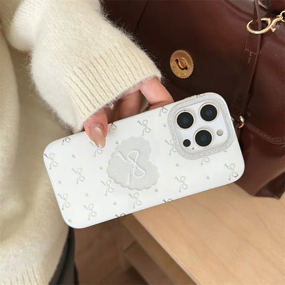 リボンハートデザイン iPhoneケース｜立体ラインストーンリボン モチーフケース #260308