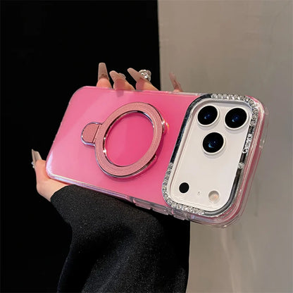 【耐衝撃 クリアケース】折りたたみマグネットリングスタンド機能付き スマホケース おしゃれ シンプル 透明 TPU バンパー カバー｜iPhone対応 #251223