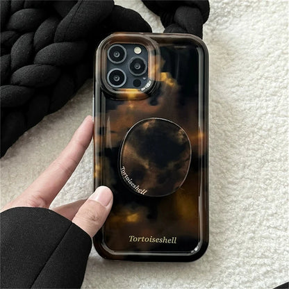 【マーブルグリップ】琥珀 べっ甲柄 シンプルスマホケース｜iPhone対応 #250622