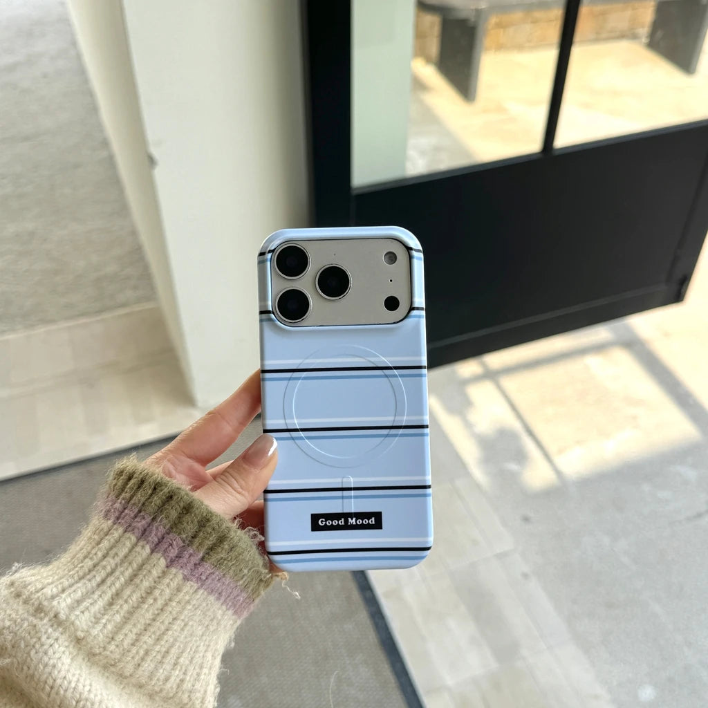 ハートグリップ Magnet内蔵 ボーダー iPhoneケース #240504