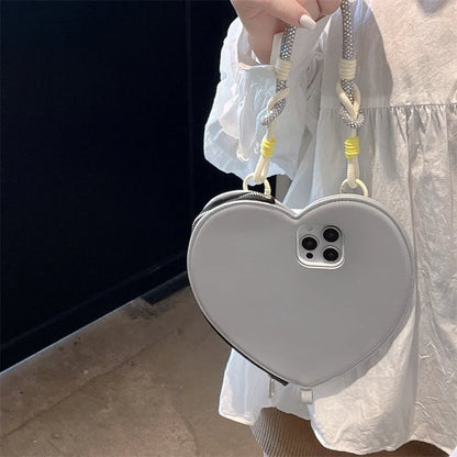 【ハートシリーズ】シンプル可愛いレザー調 大きなハートデザイン スマホケース｜iPhone対応 #251011