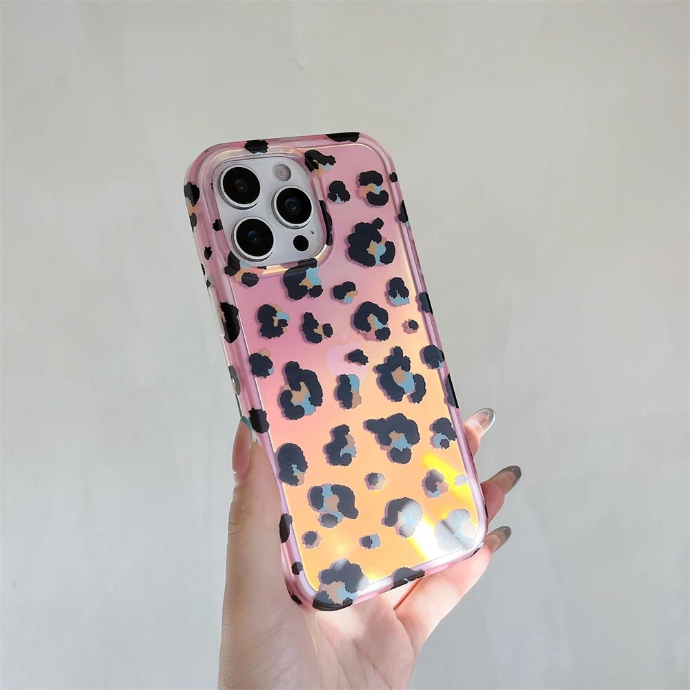 レオパードグラデーション iPhoneケース｜ヒョウ柄 オーロラカラー・トレンドデザイン #240317