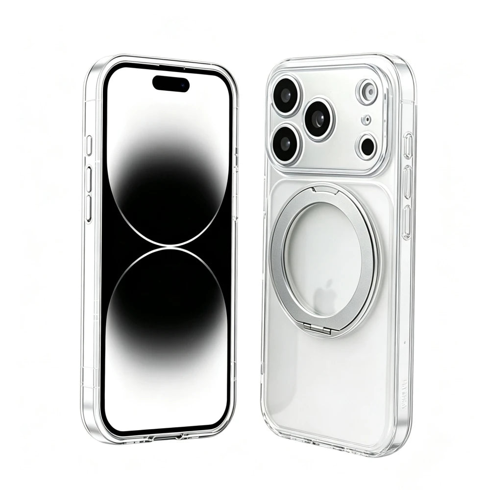 【360度回転リング付き】マット半透明 Magnet内蔵 iPhoneケース｜カラバリ・シンプル スタンド PCA #261278