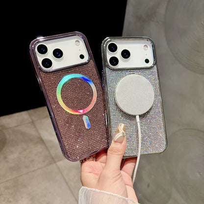 【Magnet内蔵】キラキラ グリッターラメ ストーン × マグネット対応 スマホケース｜iPhone対応 #250319