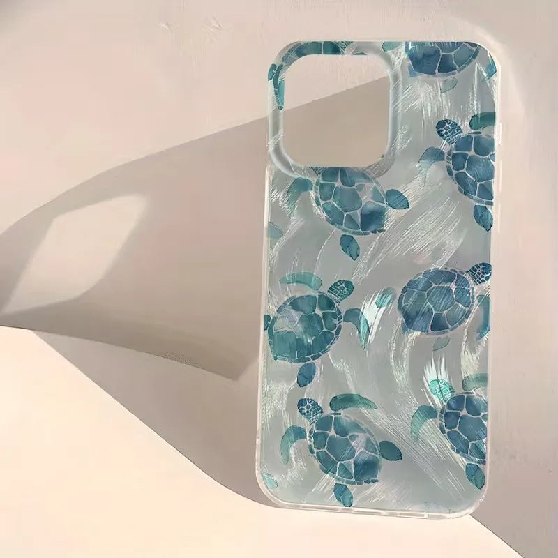 幻想的 オーロラカラー クラゲ 貝殻 ヒトデ ウミガメ 海の生き物  iPhoneケース｜マリン #260086