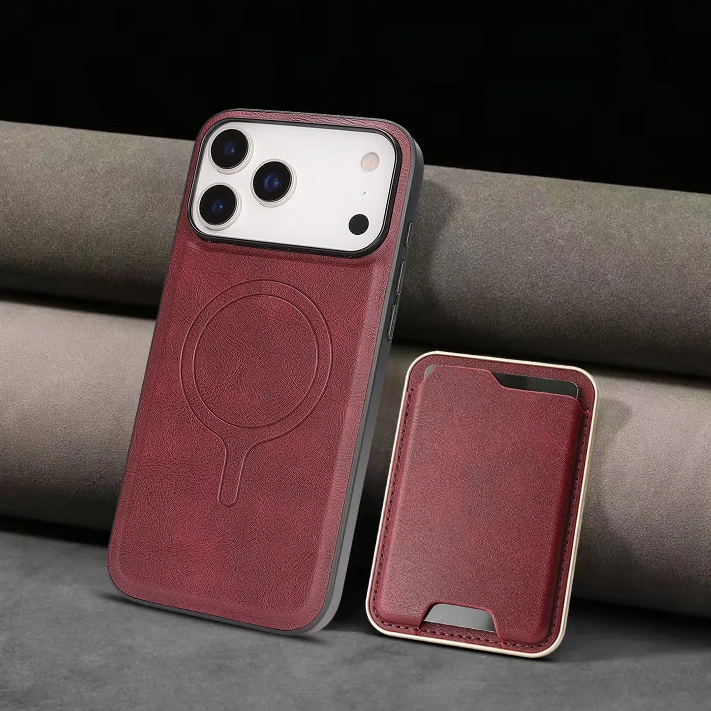 【レザーウォレットシリーズ】MagSafe対応 マグネット式 ミニマルカードホルダー スマホケース用｜iPhone対応 #251115