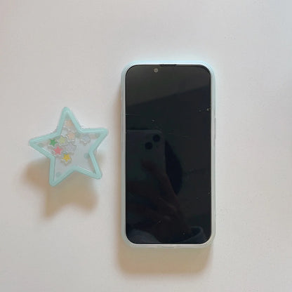 【星型グリップ×カラフルスター】きらめくポップデザインのソフトケース｜iPhone対応 #250513