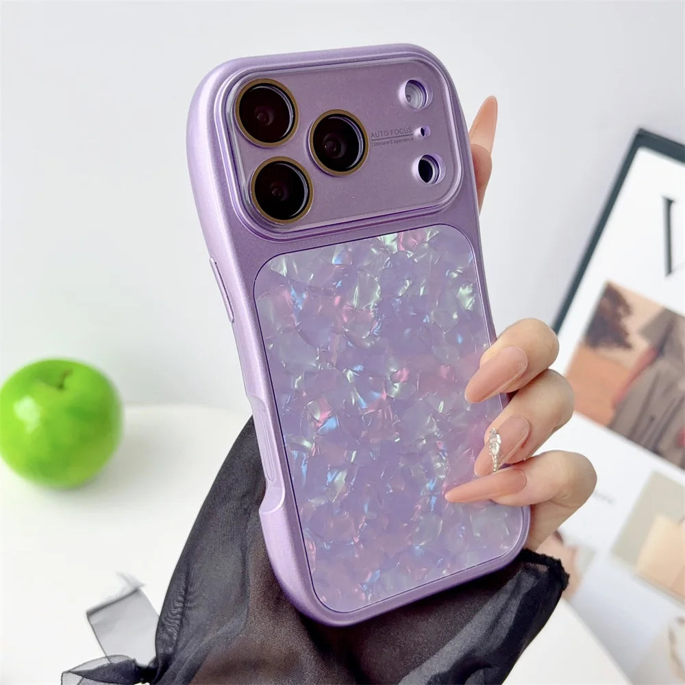 選べる全7色 貝殻風シェル模様 マグネット対応 iPhoneケース