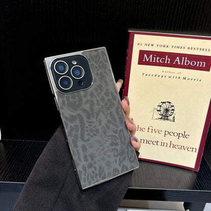 【スクエアシリーズ】 ヒョウ柄 レオパード メタリックフレーム スクエア スマホケース｜iPhone対応 #250815
