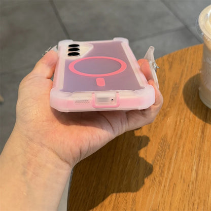 【Galaxy対応】透け感が可愛いパステルカラー マグネット対応 ケース ｜クリア・アクティブ風  #261030