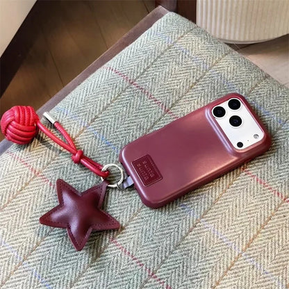 【スタークラフトレザー】星チャーム×レザーボール付き スマホケース｜iPhone対応 #250309