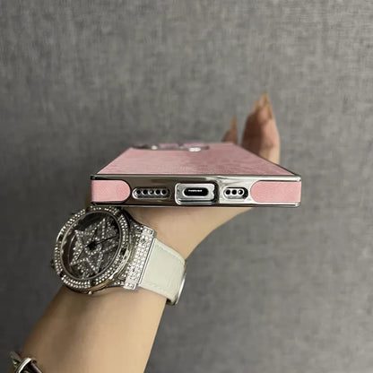 【スクエアシリーズ】 ヒョウ柄 レオパード メタリックフレーム スクエア スマホケース｜iPhone対応 #250815