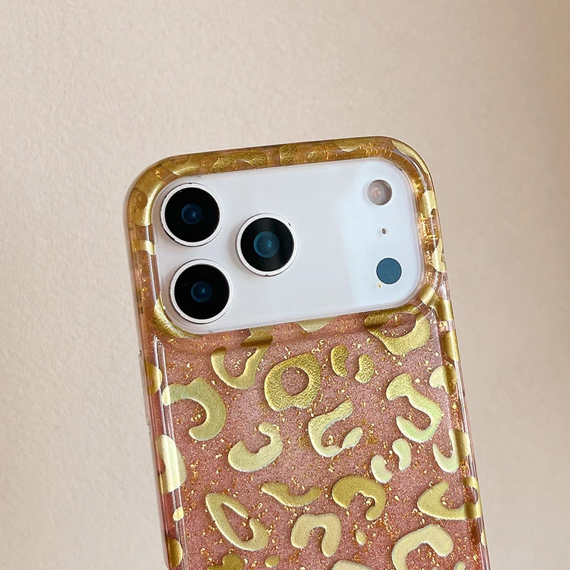 ゴールドレオパード ヒョウ柄 クリア iPhoneケース｜高級感デザイン #240303