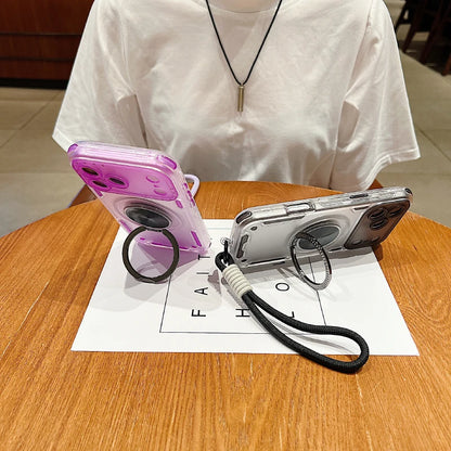 【リングスタンドシリーズ】マグネット対応 ストラップ付き 半透明 クリアスマホケース｜iPhone対応 #251214