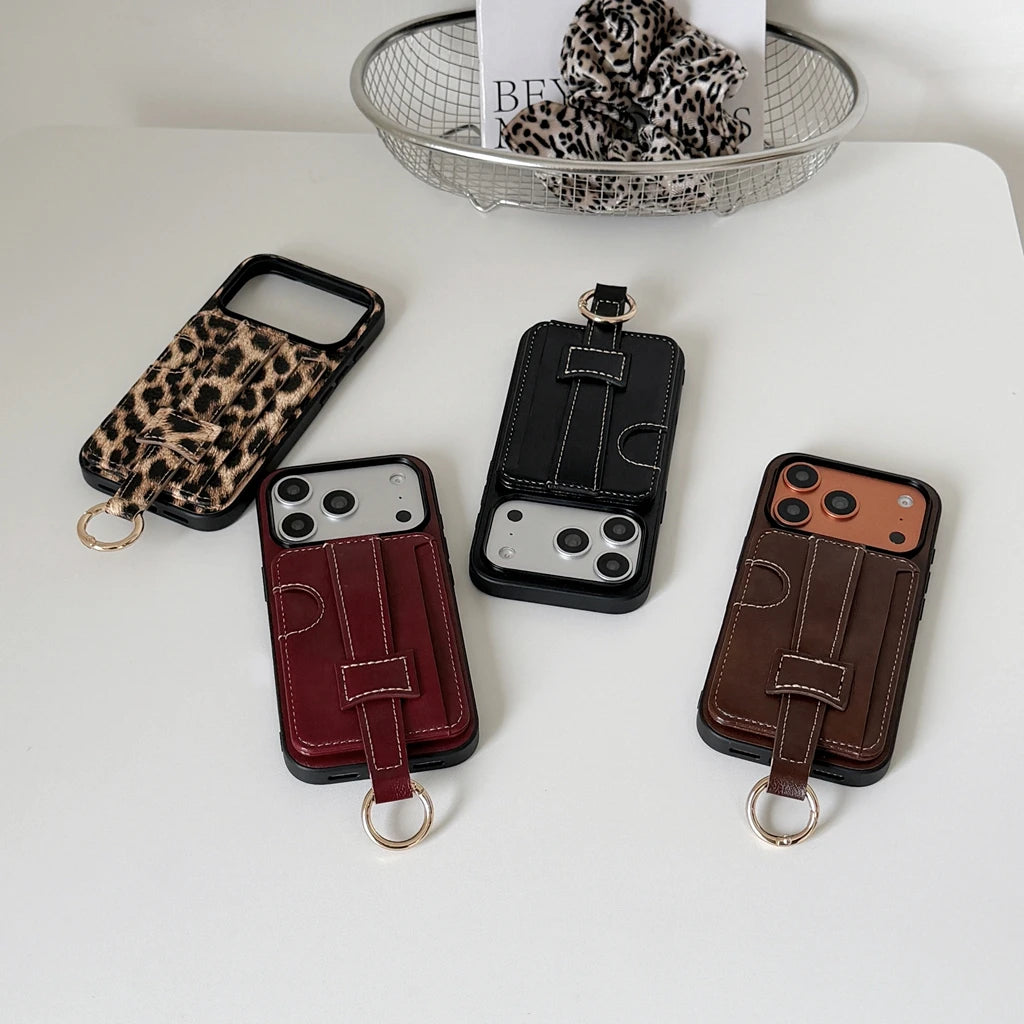 【クラシックハンドトラップ】レザーポケット × キーリング スマホケース｜iPhone対応 #240815