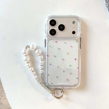 【トゥインクルスター】ラメ×スターシェル パールストラップ付き スマホケース｜iPhone対応 #250225