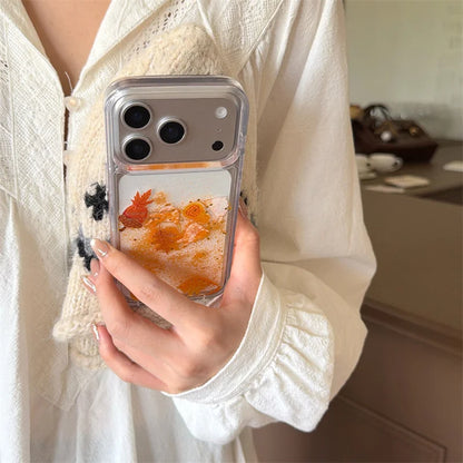 【流れるシリーズ】どんぐり もみじ 秋モチーフ きらきらラメ グリッター クリアスマホケース｜iPhone対応 #241018