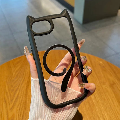 【猫耳シリーズ】Magnet内蔵 しっぽデザイン カラーフレーム iPhoneケース #240215