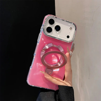 【耐衝撃 クリアケース】折りたたみマグネットリングスタンド機能付き スマホケース おしゃれ シンプル 透明 TPU バンパー カバー｜iPhone対応 #251223