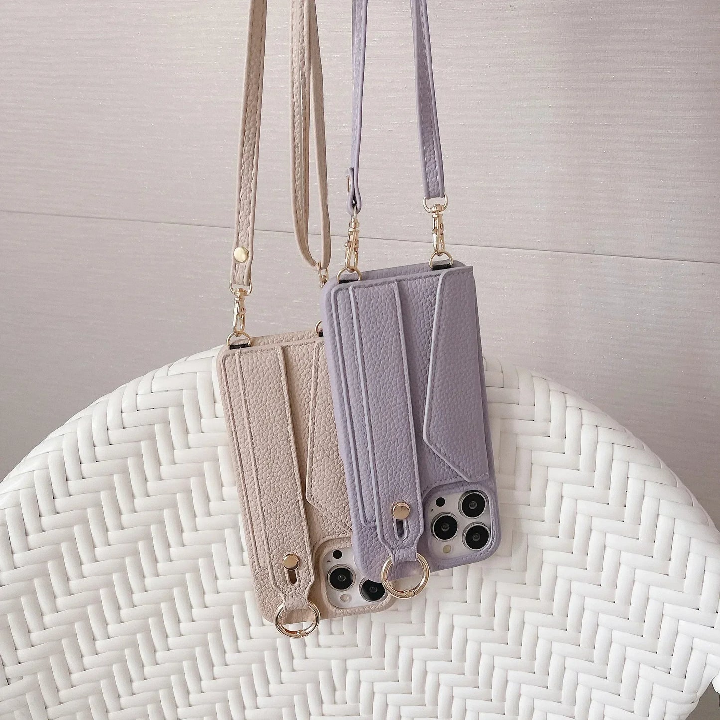 【ストラップ付き×カード収納】ウォレット レザー風 スマホケース｜iPhone対応 #250515