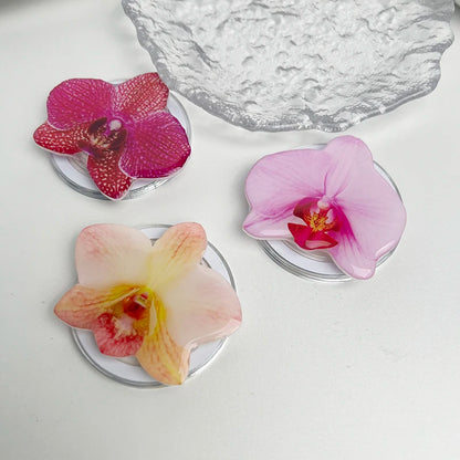 【スマホグリップ】オーキッドフラワー 蘭の花 ポップソケット｜Magnet対応 #241031