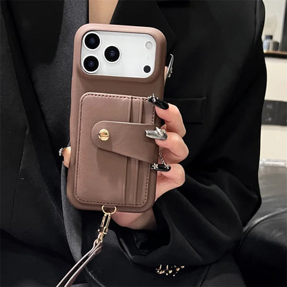 【カードポケットストラップ】多機能 PUレザー調 スマホケース｜iPhone対応 #250317