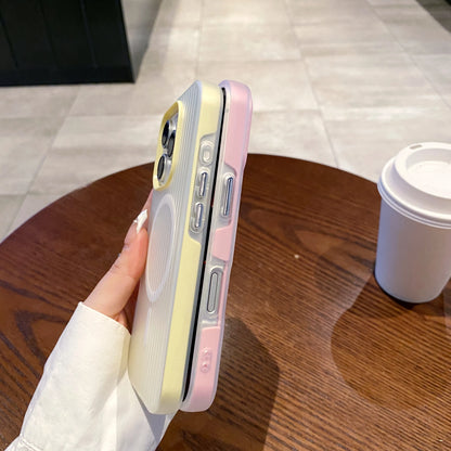 【ワイヤレス充電対応シリーズ】パステルカラー スーツケース風 凹凸デザイン スマホケース｜iPhone対応 #250902
