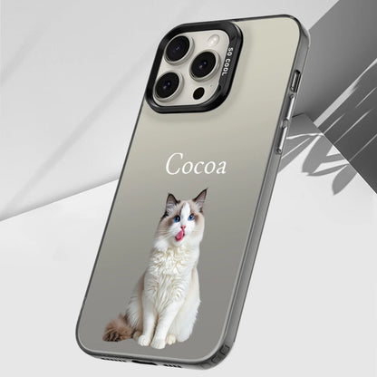 【カスタムNAMEシリーズ】ペット写真 × カスタム ネーム 印字 マット スマホケース｜iPhone対応 #241005