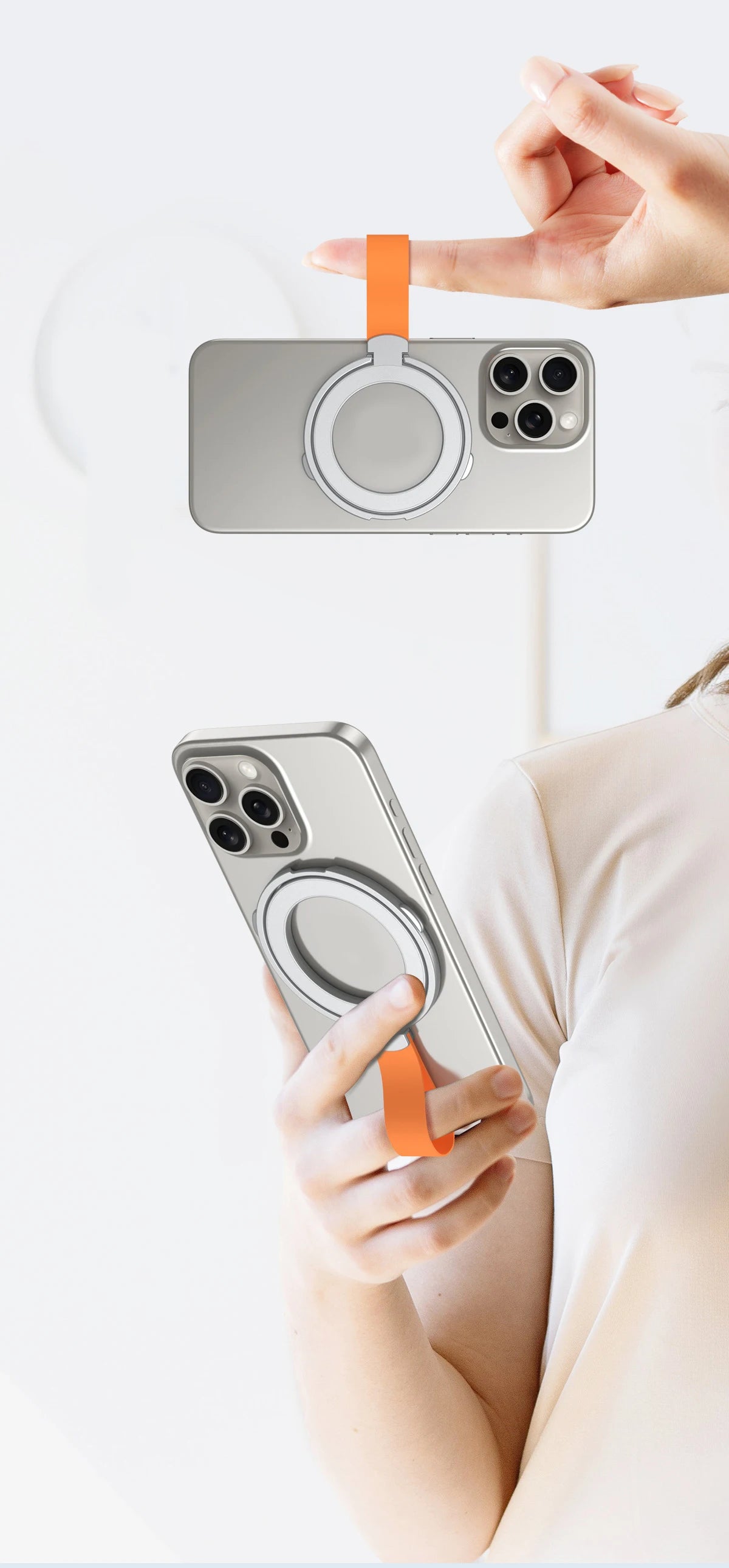 【スマホリンググリップ】メタルリング ハンドル 折りたたみスタンド | Magnet対応 #241104