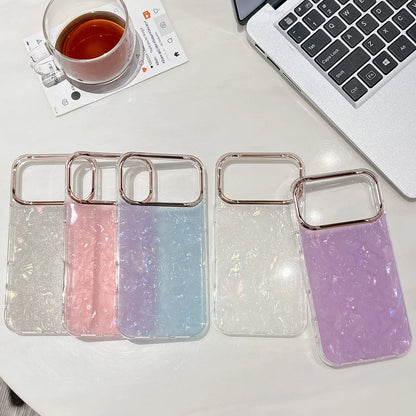 【マーブルシリーズ】大理石風 光沢パール調 クリアフレーム スマホケース｜iPhone対応 #251201