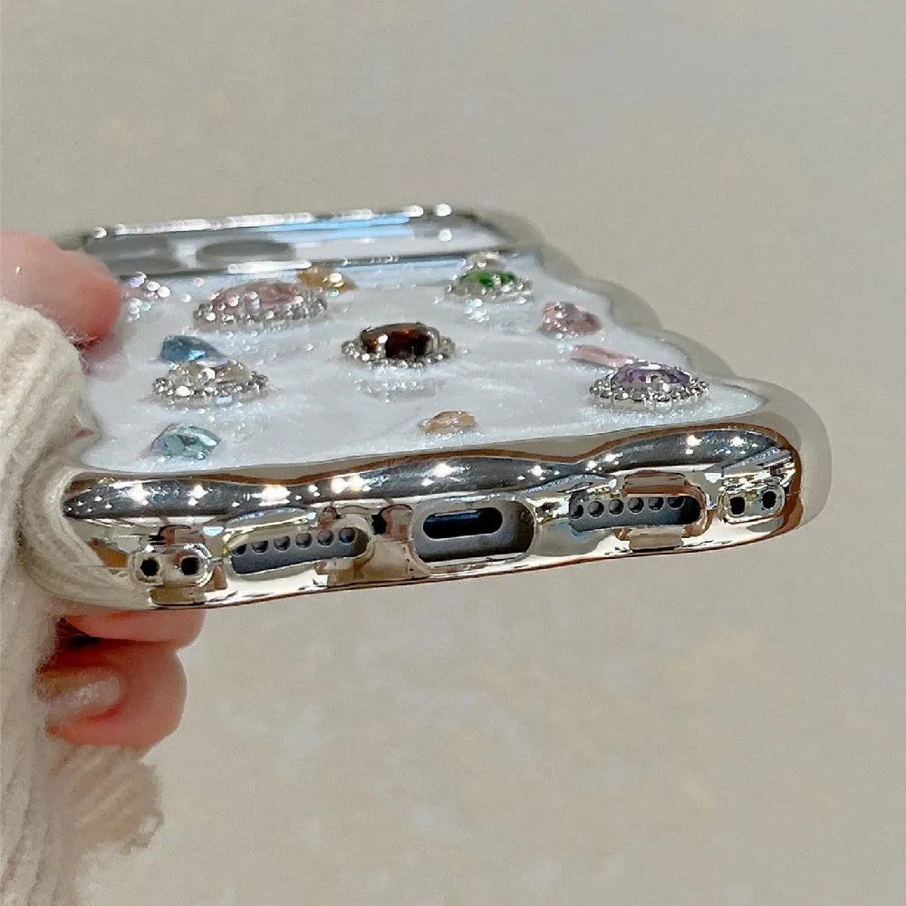 ジュエリー ウェーブフレーム クリア iPhoneケース｜ビジューミックスデザイン #240413