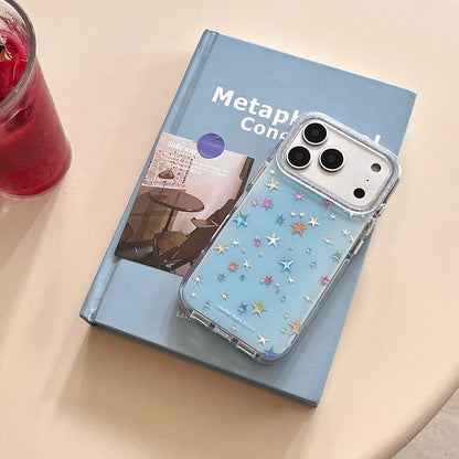 【カラフルスター】ブルースカイ×ホログラムスター クリアスマホケース｜iPhone対応 #250216