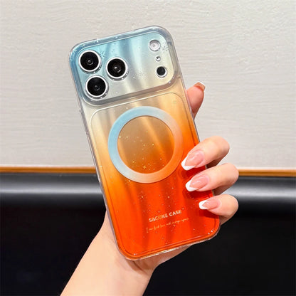 ウェーブ グラデーション ラメ入り Magnet内蔵 iPhoneケース｜キラキラ・クリア #261250
