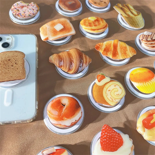 【スマホグリップ】ベーカリーパン クロワッサン ホットケーキ デザイン | Magnet対応 #241108