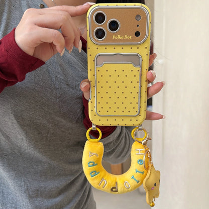 水玉 ドット柄 iPhoneケース｜もこもこスター ハンドルチャーム付き #240526