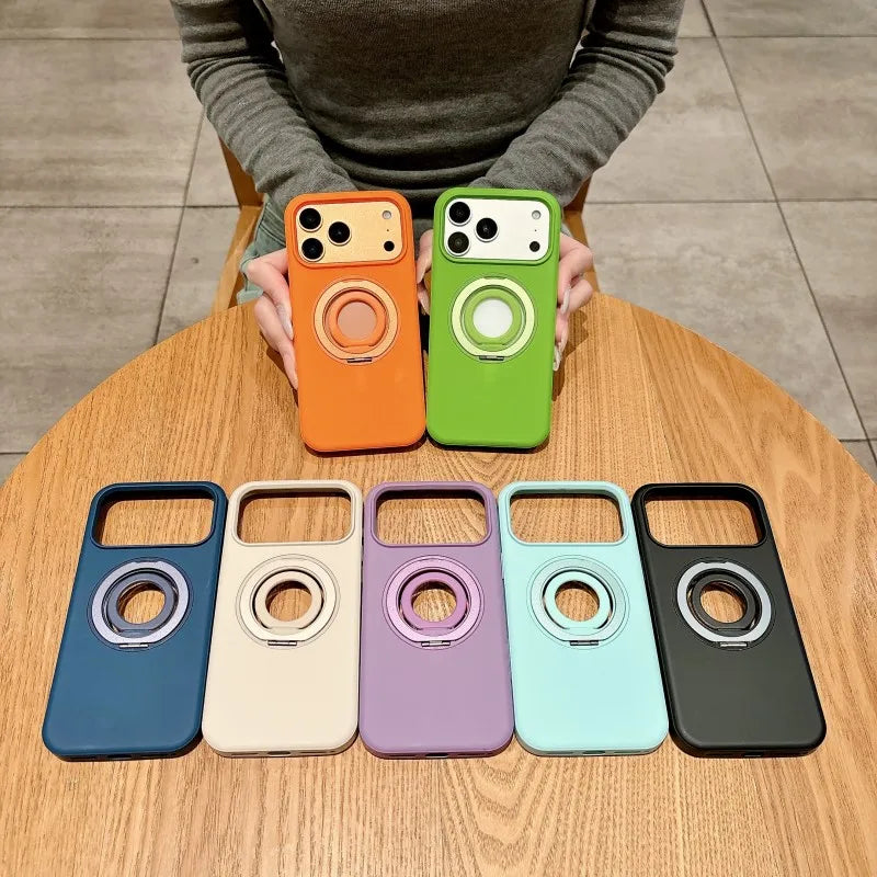 リング付き シンプルカラー iPhoneケース｜Magnet対応・くすみカラー #230816