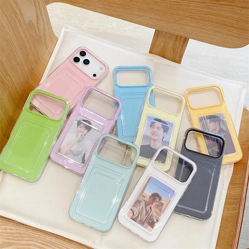 【クリアポケットシリーズ】推しフォト カード収納可能 シンプル 透明 クリアスマホケース｜iPhone対応 #251123