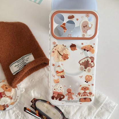 雪んこくまさん ベア スイーツ イラスト グリップ付き Magnet内蔵 iPhoneケース #240502