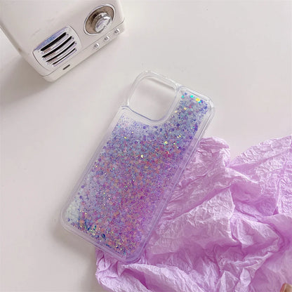 流れるグリッター ネオンラメ クリア iPhoneケース｜キラキラ・透明デザイン #230905