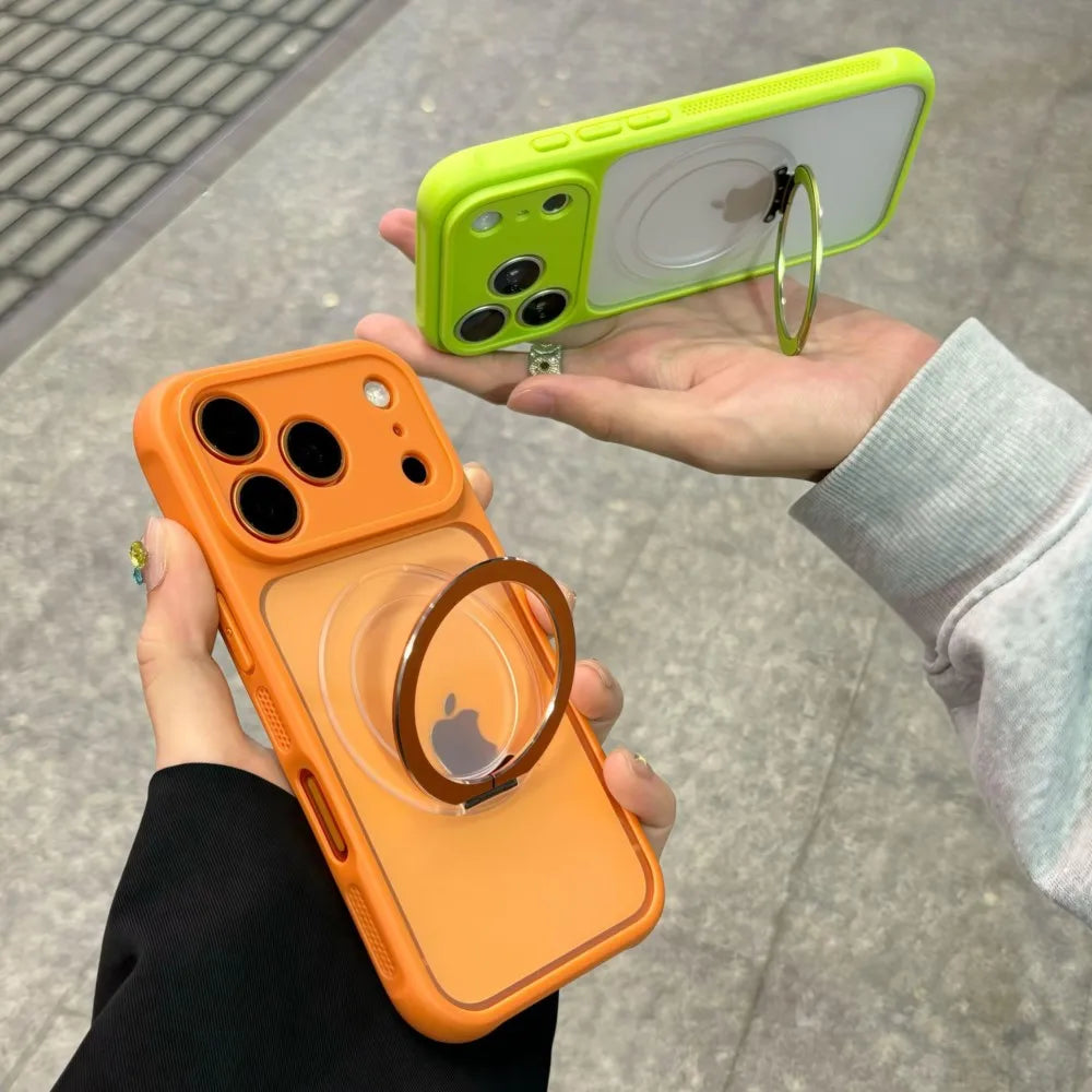 マットカラー iPhoneケース｜ビビッド配色・リング一体型・耐衝撃デザイン #240412