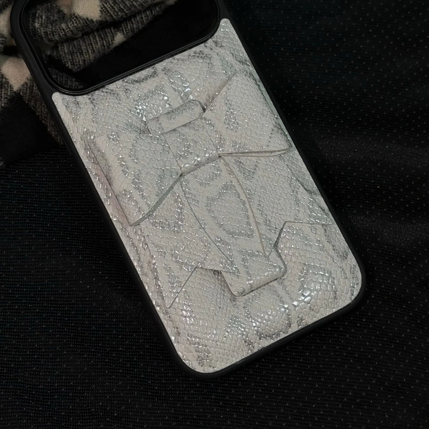 【立体リボン】スネーク ヘビ柄 レザー調 スマホケース｜iPhone対応 #260202