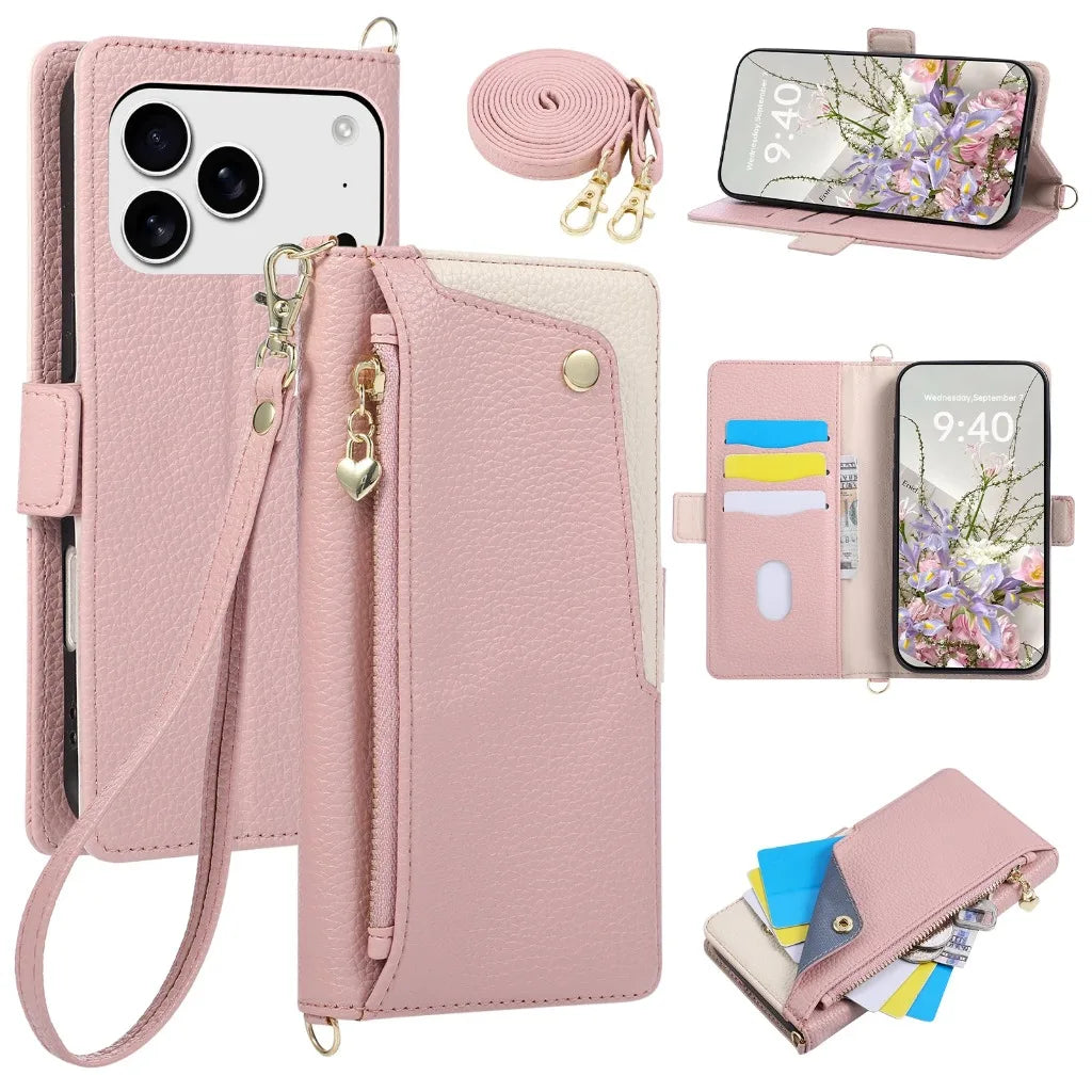 3in1 多機能ウォレットショルダー iPhoneケース (全6色) トレンド・スマート #261234