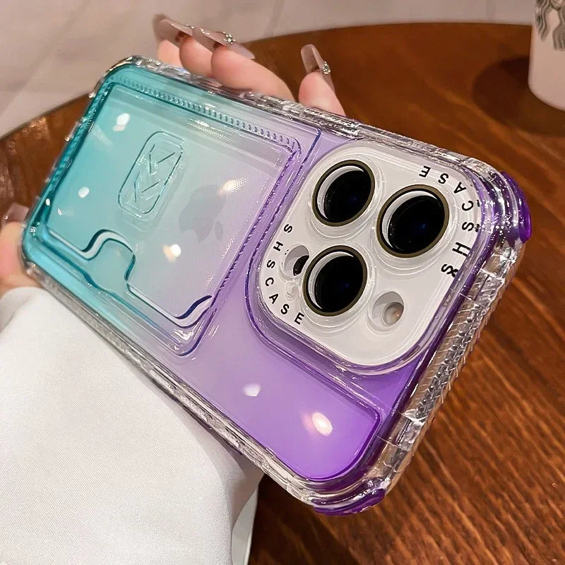 【グラデーションシリーズ】キラキラ透明感 グラデーションカラー カード収納付き スマホケース｜iPhone対応 #251022