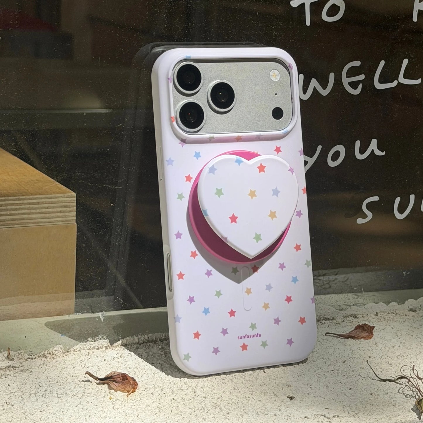 カラフルスター ハートグリップ付き Magnet内蔵 iPhoneケース #260614