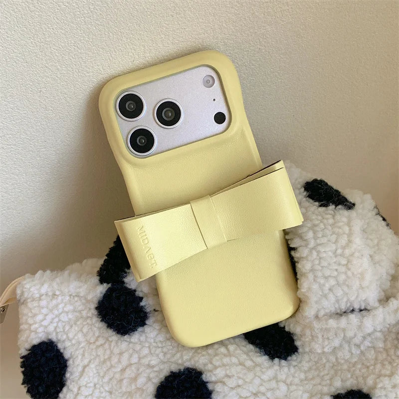 【リボンデザイン】デニム調 立体リボン iPhoneケース｜iPhone対応 #260126